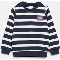 s.Oliver Sweatshirt Sweatshirt Gestreiftes Sweatshirt mit Rippbündchen und kleinem Patch