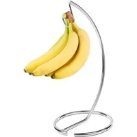 relaxdays Obstschale Silberner Bananenhalter Metall, Eisen