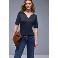 STREET ONE Rundhalsshirt mit lässigem Splitneck - Halbarm