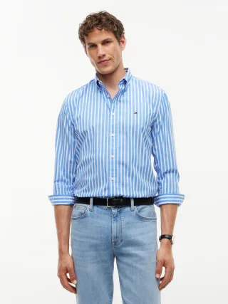 FLEX POPLIN SEASONAL STRIPE SHT Blue Spell - Gr. - M