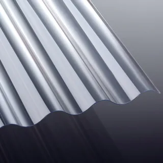 PVC Lichtplatte | NOVAKLAR | Wellplatte | 76/18 | 1,2 mm | Breite 1030 mm | Glatt | glasklar