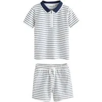 Next Shirt & Shorts Kurzarm-Polohemd mit Reißverschluss und Shorts (2-tlg)