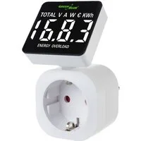 GreenBlue Stromverbrauchszähler GB620 Energiekostenmessgerät Stromverbrauchszähler Steckdose, 2,8 " Display, LCD Display, Stromkostenmessgerät für Haushalt & Büro