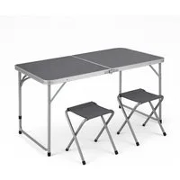 Greemotion Campingtisch Faro Klapptisch-Set anthrazit mit 4 Stühlen für Camping (1x Campingtisch, 4x Stühle), ultraleicht & faltbar (120x60x70 cm)