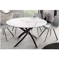 riess-ambiente Esstisch ALPINE 120cm weiß/schwarz - rund, Keramik, Marmor-Optik, Metall (Einzelartikel, 1-St), mir Sterngestell & Platz für 4 Personen – ideal für Esszimmer & Küche