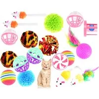 Gartiva® Tier-Beschäftigungsspielzeug 20 TLG Set Katzenspielzeug Spielzeug für div. Katzen Spaß mit Haustier, Schonend für Zähne und Pfoten