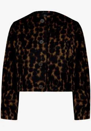 zero - Flauschige Jacke mit Knöpfen brown/black - Gr. - 34