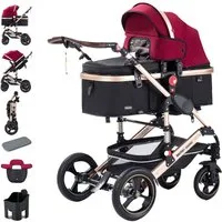 Daliya® Kombi-Kinderwagen BAMBIMO 2in1 Kinderwagen & Buggy, Babywanne und Sportsitz, Alu-Rahmen, (Grundausstattung für Babys, 9-tlg), Großer Einkaufskorb, Federung, weiche Matratze, Belüftungssystem
