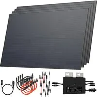 Solarway Balkonkraftwerk 2000W / 800W komplett Steckdose - neuester 800W Wechselrichter, 2000 W, Monokristallin, (Komplettset, bifaziale Solarmodule & Envertech), Solaranlage 4x500W Solarmodule & Wechselrichter & Zubehör