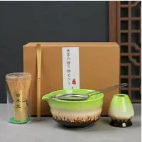 HairGecko Teeschale Matcha Set Komplett für perfekte Matcha Zubereitung, Traditionelles Japanisches Tee Zubehör mit Bambusbesen, Schale & Sieb