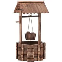 COSTWAY Gartenbrunnen, mit Dach, Garten Dekoration für Draußen Veranda