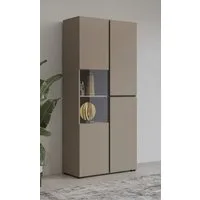OTTO home Vitrine Cross, Höhe 183,5 cm, moderne grifflose Standvitrine mit 3 Türen Hochschrank mit viel Stauraum, Glastür und verstellbaren Einlegeböden