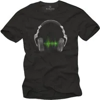 MAKAYA Print-Shirt Herren Musik T-Shirt Hip Hop Kopfhörer Bandshirt Männer Kinder Jungen mit Druck