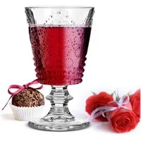 Sendez Weinglas 6 Weingläser mit Relief 280ml auf Fuß Rotweingläser Trinkgläser, Glas
