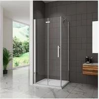 duschspa Eckdusche Nano Glas ESG Falttür mit Seitenwand Duschtür Scharniertür Duschkabine, BxT: 70x80 cm, Einscheibensicherheitsglas, Sicherheitsglas, Set, ebenerdiger Einbau möglich