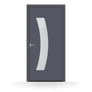 Haustür Aluminium, Basic Euskirchen, Anthrazitgrau Feinstruktur, 700 x 1700 mm, DIN links nach innen öffnend, individuell konfigurieren