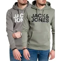 Jack & Jones Kapuzenpullover stilvolle Hoodies mit Logoprint (Spar Set, Doppelpack) Unifarbene Pullover mit flauschigem Innenfutter