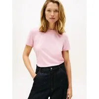 Tommy Hilfiger Kurzarmshirt TH SCRIPT REG C-NK SS TEE Stretch, Baumwollmischung, regular fit