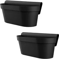 Engelland Balkonkasten Blumenkasten mit Wasserspeicher & Drainagesystem (Vorteils-Set, 2 St., Robust & Bruchfest), Blumentopf für Balkongeländer & Gartenzäune, Wetterfest, Kunststoff