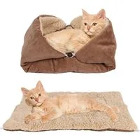 Coonoor Tierbett Katzenbett Matte, 3 in 1 Katzenkissen,Waschbar Katzenbett Flauschig, für Katze und Hunde