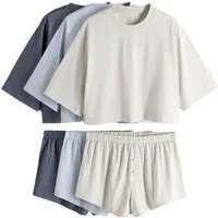 The Set Pyjama The Set kastiges Essentials Schlafanzug, 3er-Pack (6 tlg)