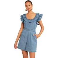 Love & Roses Jeanskleid Love & Roses Playsuit mit Rüschenkanten (1-tlg)