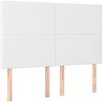 vidaXL Bett Kopfteil Weiß 144x5x118/128 cm Kunstleder (1-tlg)