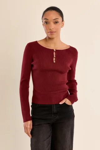 molly bracken - Rippstrick-Pullover rot - Gr. - S