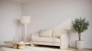 BRUNO Schlafsofa 160cm in Creme Ecru Beige | Schmal | stabiles Massivholz & Boxspringkomfort