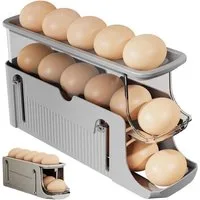 TUWENA Eierkorb automatisch rollendes 3 Tier Eierhalter für Kühlschrank, für 15-17 Eier Geeigne, für Küchenkühlschrank Arbeitsplatte