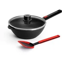 WOLL MADE IN GERMANY Wok Logic XR, Aluminiumguss, Ø 24, inkl. Deckel und Wok-Wender, Induktion