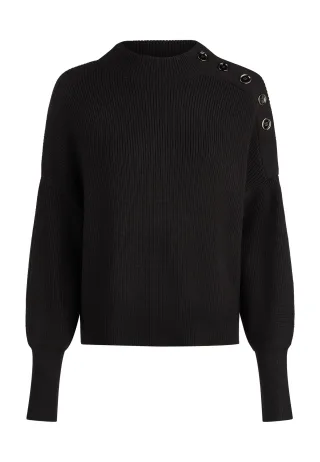 Marc Aurel - Pullover mit Knopfleiste black - Gr. - 34