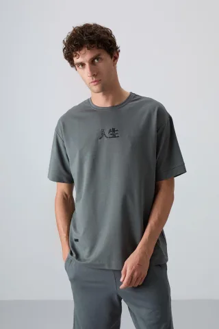 Übergröße Bedrucktes Rundhals-T-Shirt