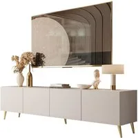 yourhouse24 Lowboard NOISY 200 cm Kaschmir, Push-to-Open, Metallbeine, Modernes Design