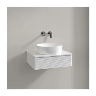 Villeroy und Boch Antao Waschtisch-Unterschrank L07150GF mit Beleuchtung, 1 Auszug, 600 x 190 x 500 mm, Front mit Struktur, Glossy White Lacquer / Glossy White Lacquer