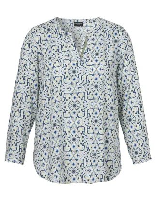 VIA APPIA DUE - Bluse V-Ausschnitt 1/1 Arm Druck Druck salbei multicolor - Gr. - 48