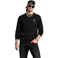 PHILIPP PLEIN Sweatshirt Sweater Tape Logo Pulli Pullover eine Kängurutasche und gerippte Abschlüsse
