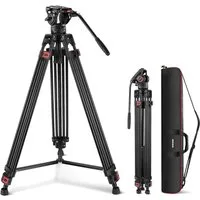 Neewer TP74 Videostativ mit Fluidkopf, QR Platte kompatibel mit DJI RS Dreibeinstativ (Höhenverstellbar 86-187 cm, skalierte Basis, für DSLR Kameras)