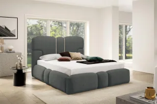Polsterbett Schlafzimmerbett JORDAN 120x200cm in Stoff Doha Dunkelgrau