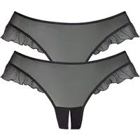 petite fleur gold String-Ouvert (2 Stück) mit romantischen Rüschen am Beinausschnitt