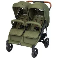 Babytrold Zwillingsbuggy OS2 Zwillingsbuggy Olive, verstellbar, pannensichere Räder, Großer Einkaufskorb, viel Stauraum