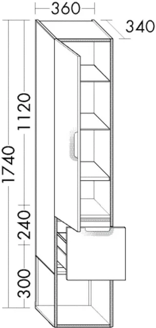 Burgbad Hochschrank Vry 1740x360x340 Weiß Matt, SGWN035RF6019 SGWN035RF6019