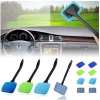 OKWISH Autowaschbürste Scheibenreiniger Fensterreiniger Innenraum Bürste Langstielbürste, Inklusive 8 Waschbaren und Wiederverwendbaren Mikrofaserpads, (Auto Scheibenreiniger Innen, 4-tlg., für Innen und Außenfenster von Windschutzscheiben), für LKWs