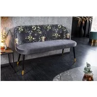 riess-ambiente Sitzbank PRÊT-À-PORTER grau / schwarz (Einzelartikel, 1-St), Wohnzimmer · Samt · Metall · florales Design · Retro