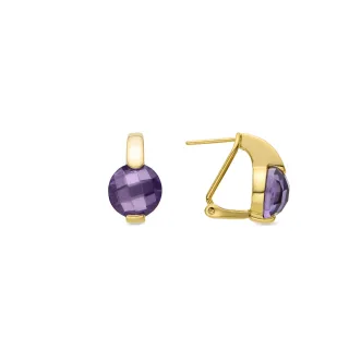 Luxenter Ohrringe aus 925er Sterlingsilber mit Amethyst-Zirkonia, veredelt mit 18 Karat Gelbgold – Laram