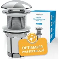 Bächlein Ablaufgarnitur Design Pop Up - mit optimiertem Wasserablauf Werkzeugloser Einbau - Click Clack Funktion