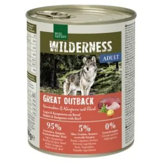 REAL NATURE WILDERNESS Nassfutter Hund, Adult, Great Outback, Kaninchen, Känguru und Rind 6x800 g
