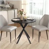 HOMCOM Esstisch Küchentisch im Industriestil mit Stahlbeinen für 2 Personen (für Esszimmer, Küche, Wohnzimmer, 1-St., rund, 80 x 80 x 75 cm), Schwarz