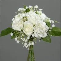 Kunstblumenstrauß Rosen-Schleierkraut-Bouquet 20cm, mucPlants