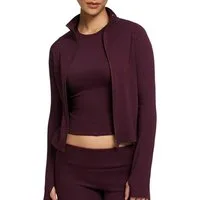 cfab (creamy fabrics) Sweatjacke Cotton Body Fitted Zipper Jacke-Burgundy Dark-XS (1-tlg)